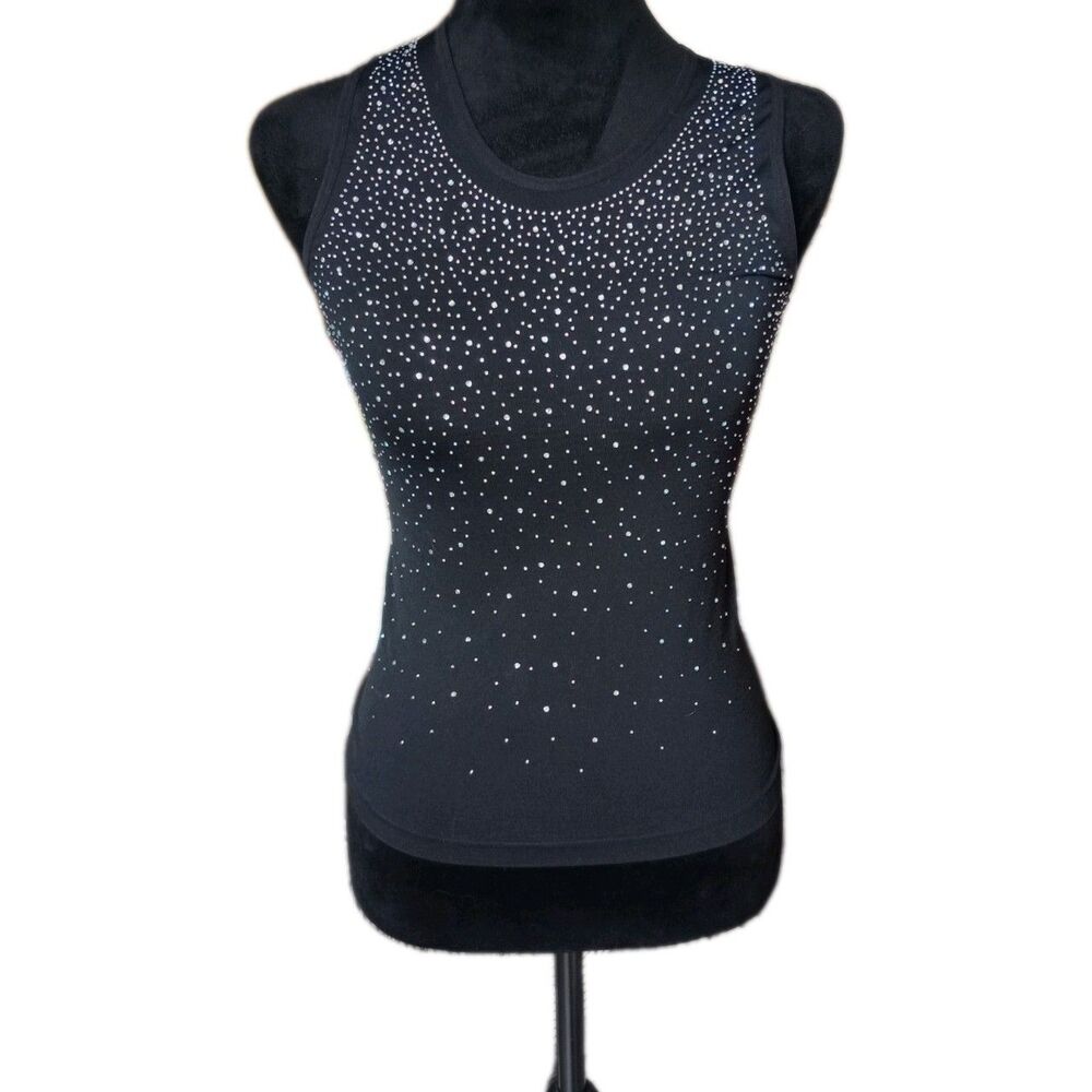 Olivia Jordan Women's S/M Black Tank Top With Sparkly Rhinestones